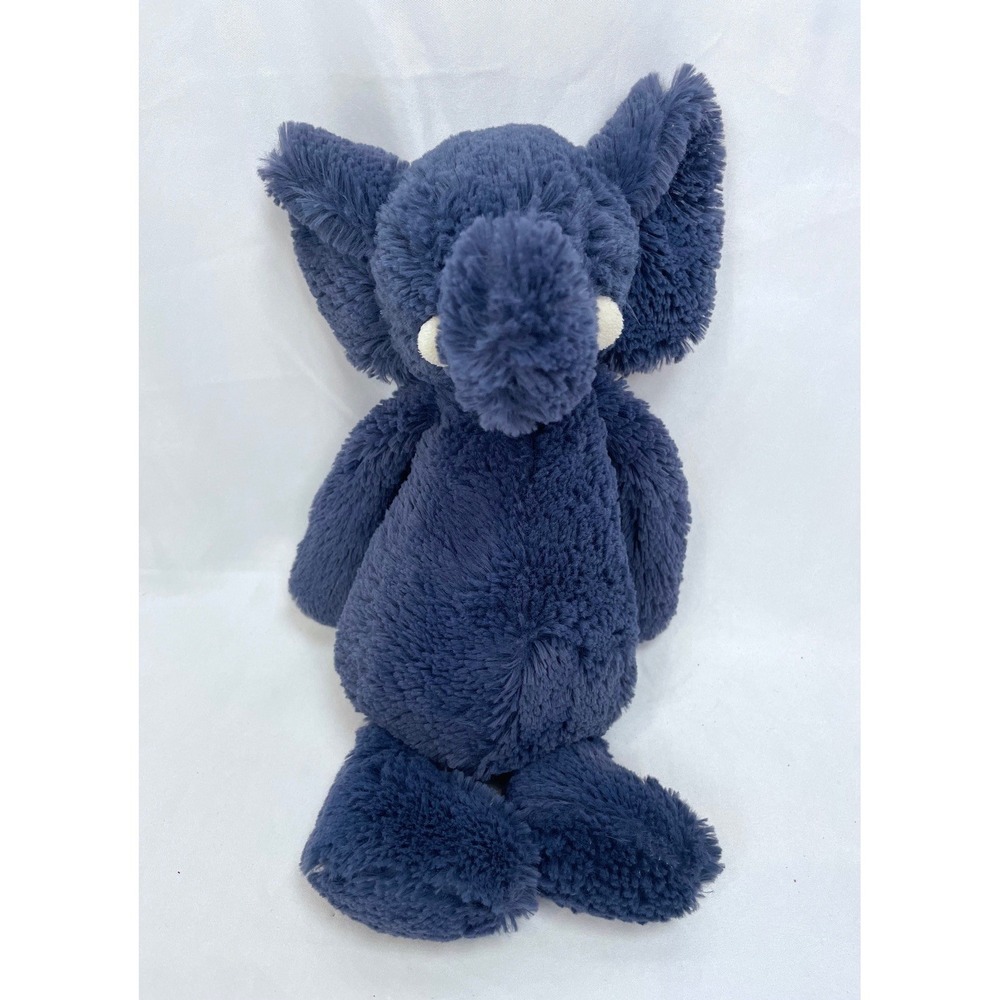 Jellycat Bashful Blue Elephant Plush Stuffed Animal Beanbag White‎ Tusks 12"
